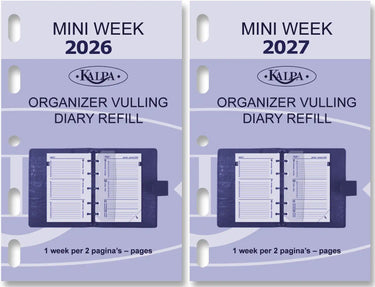 6247-26-27 104 x 68 mm Mini Ordre du jour Organizer Insère la nl hebdomadaire